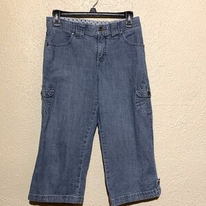 Lee Jeans Capris Pants 4P Blue Comfort Waist Line Stretch 6-Pocket Mid Rise